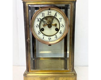 Antique Waterbury Crystal Regulator Mantle Clock
