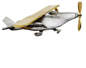 Vintage Signed Ultra Craft Plane Brooch with Articulating Propeller (A1208)