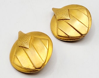 Alexis Kirk Vintage Brushed Metal Clip Earrings