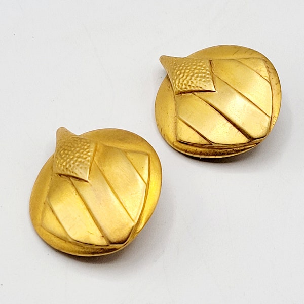 Alexis Kirk Vintage Brushed Metal Clip Earrings