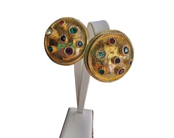 Vintage 80s Jeweled Clip Earrings (A4143)