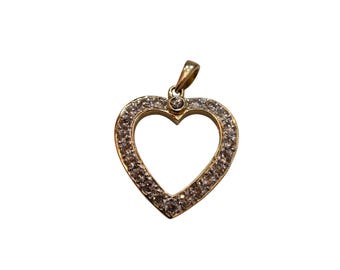 Vintage 14kt HK (Hong Kong) Diamond Heart Charm (A6530)