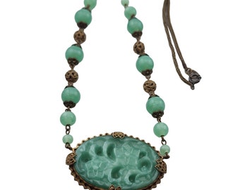 Antique Signed Czechoslovakia Peking Necklace (3350)