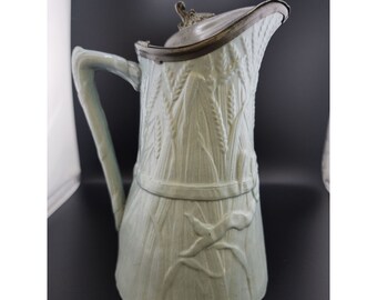 Antique English Victorian Pewter Lidded Tankard (A6272)