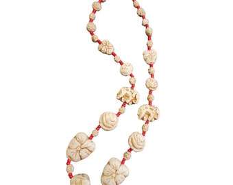 Vintage Signed Czechoslovakia UV Figural Glass Necklace (A3715)