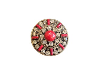 Antique Beautiful Glass & Rhinestone Brooch (A3112)