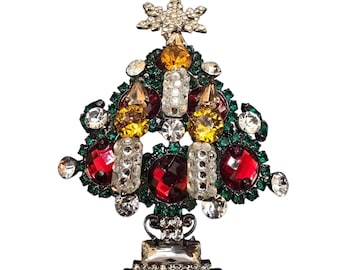 Fabulous Vintage New VRBA Dimensional Christmas Tree Brooch (A8736)