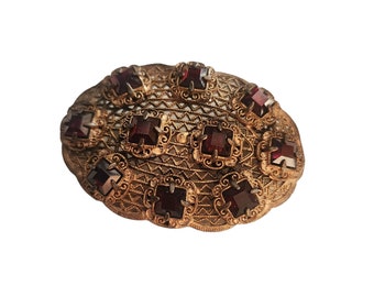 Vintage Czech Style Amazing Glass Stone Brooch (A4114)