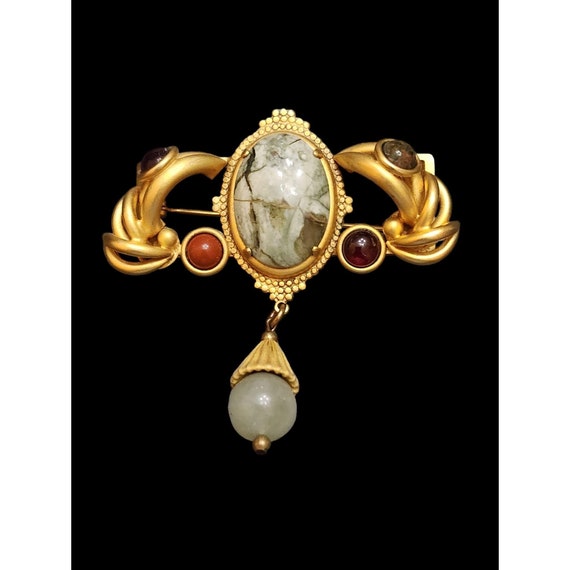 Vintage Natasha Stambouli Gold Plated Stick Pin Brooch with  Vintage Natasha Stambouli Brooche main image 2