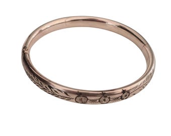 Vintage Embossed Gold Filled Bangle Bracelet 1/20th 12K (GFBWC-1)