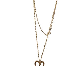 Vintage Rhinestone Heart Pendant Necklace (A6339)