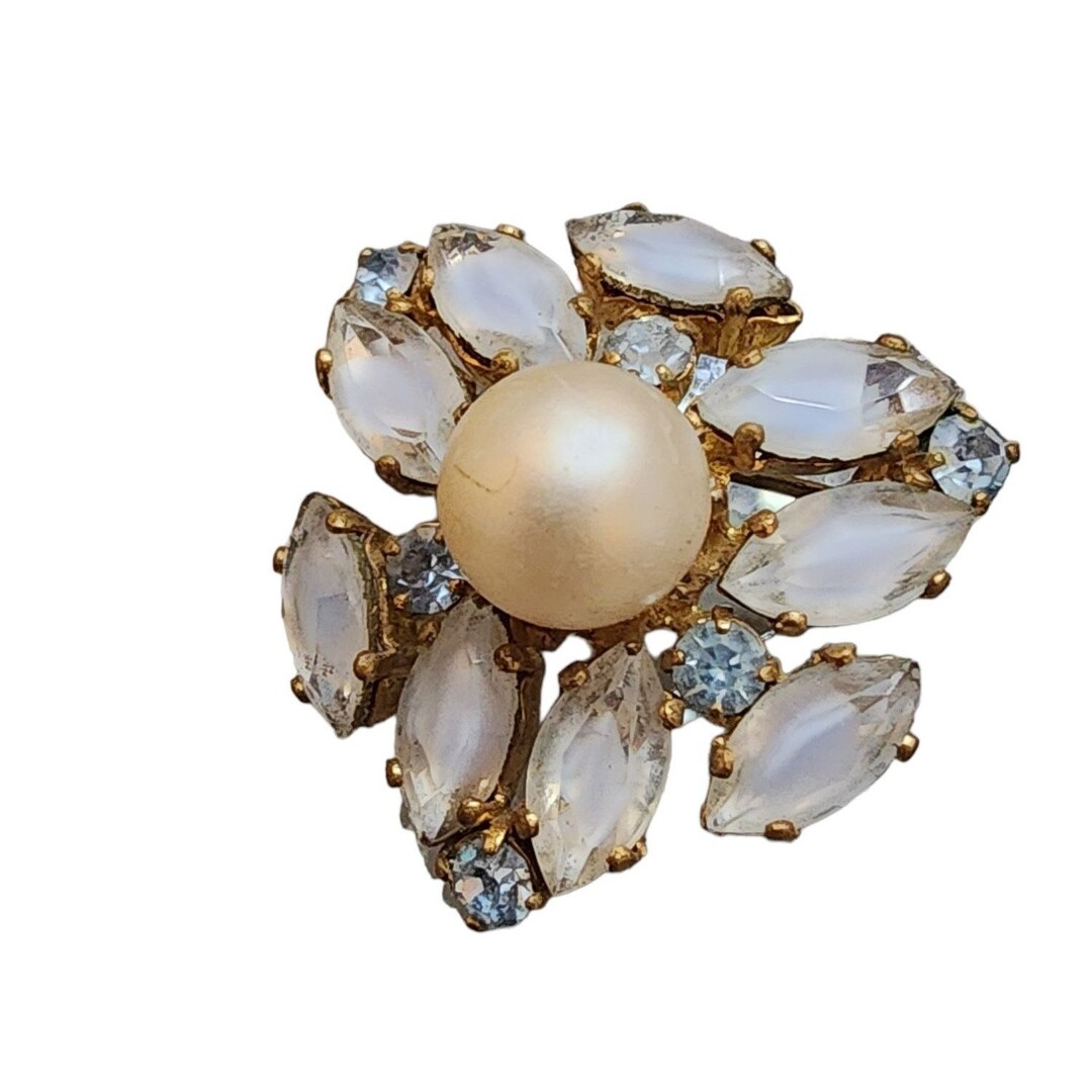 Broche Ancienne En Verre Et Saphiret / Sappharine Violet - Bijou Vintage Occasion