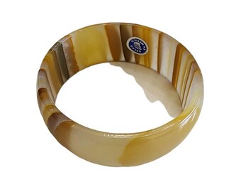 Vintage Mexican Agate Signed Bangle Bracelet (A1939)