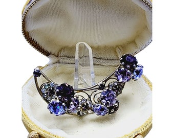 Vintage Unsigned Vogue Prong Set Rhinestone & Coiled Wire Brooch (A1040-A)