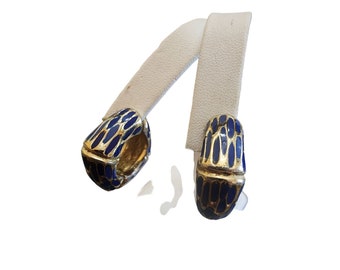 Vintage Signed Ciner Enamel Huggie Clip Earrings (A2375)