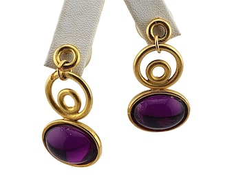 Vintage 80s Resin Cabochon Abstract Pierced Earrings (A3274)