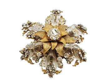 Stunning Rare Miriam Haskell Heavy Crystal And Rhinestone Amazing Brooch