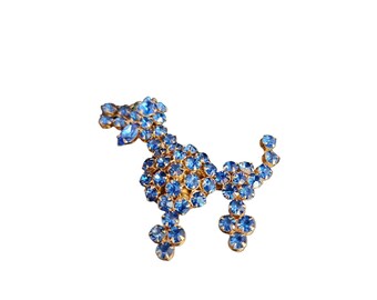 Vintage Unsigned Riveted Rhinestone Poodle Brooch (A4039)