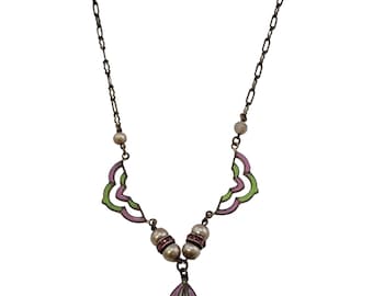 Antique Art Nouveau Spectacular Enameled Sautoir Necklace (A4879)
