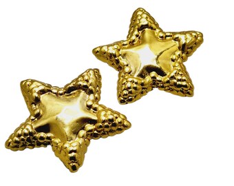 Vintage Fabulous 80's Textured Star Earrings (A739)