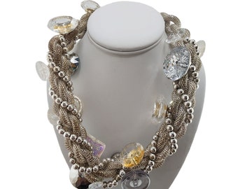 Vintage Huge Acrylic & Chain 90s Necklace (A3180)