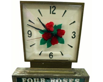 Vintage Four Roses Whiskey Advertising Clock