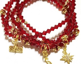 Beautiful jeweltone crystal and rhinestone charm bracelets