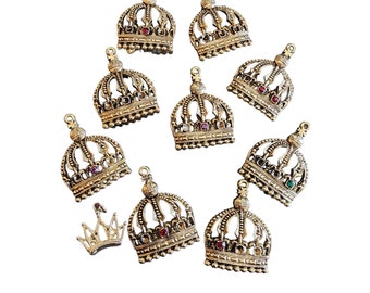 Vintage Crown Charms That Need Stones Lot of 9 (A1777)