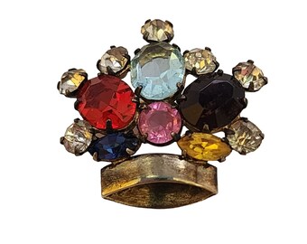 Vintage Rhinestone Crown Brooch (A3647)