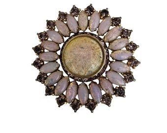 Beautiful Opal Style Glass And Rhinestone Brooch (A7315)