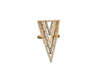 Vintage Rhinestone Sterling Adjustable Ring (A3147)