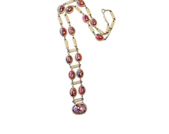 Vintage Signed Accessocraft Millefiori Glass Necklace (A957)