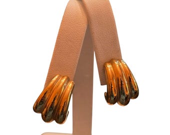 Vintage Signed Ciner Gold-Tone 80s Earrings (A9487)