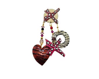 Lunch At The Ritz Heart Dangle Brooch (A8585)