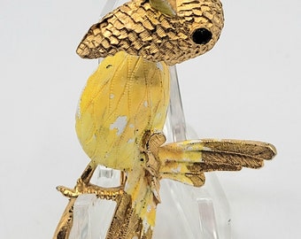 Vintage Trembling Enamel Bird Brooch