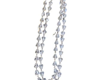 Antique Unique Cut Multi Faceted Double Crystal Necklace (A1842)
