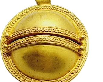Vintage Matte Gold Domed Brooch Pendant (A947)