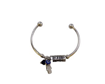 Vintage Moveable Saying Hamsa Adjustable Bracelet (A5249)