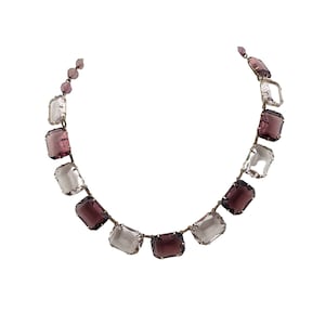 Collar vintage de vidrio facetado de dos tonos (A3323)