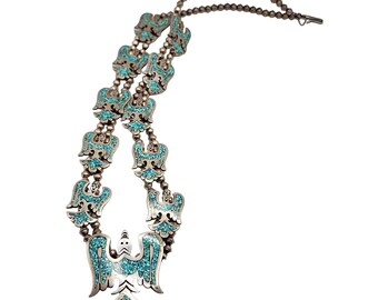 Vintage Old Pawn Navajo Sterling & Turquoise Necklace (A5001)