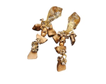 Vintage 80s Lucite Chunky Clip Earrings (A2513)