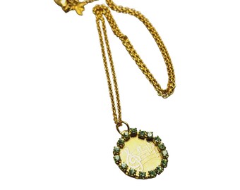 Vintage Rhinestone Music Token Necklace by Bee Charming (A1415)