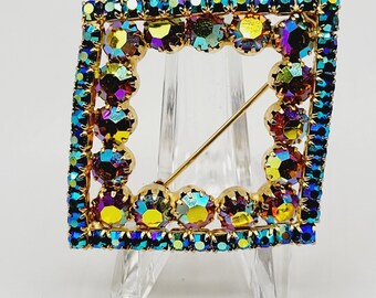 Unsigned Austria Super Sparkly Ab Rhinestone Brooch Pin (A131)