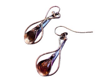 Antique Sterling Marked Pierced Earrings (A9577)