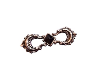 Antique Sterling And Onyx Brooch (A9912)