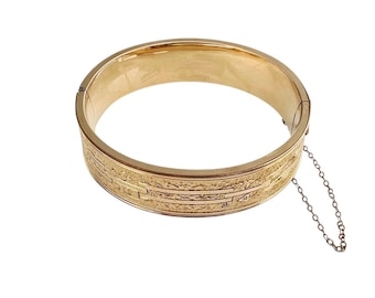 Vintage Gold-Filled Embossed All Over Design Bangle Bracelet (GFBWC-3)