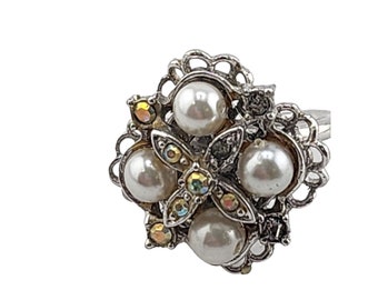 Vintage Adjustable Sarah Coventry Rhinestone Ring (A3752)