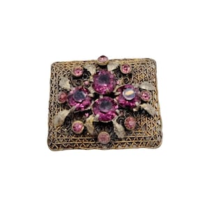 Czechoslovakian Glass and Filigree Brooch (A4)