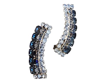 Vintage Juliana 2 Tone Rhinestone Ear Climber Earrings (A9298)