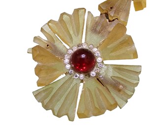 Antique Celluloid & Glass Flower Buckle (A1956) Antique Celluloid & Glass Flower Buckle (A1956) | eBay main image 2